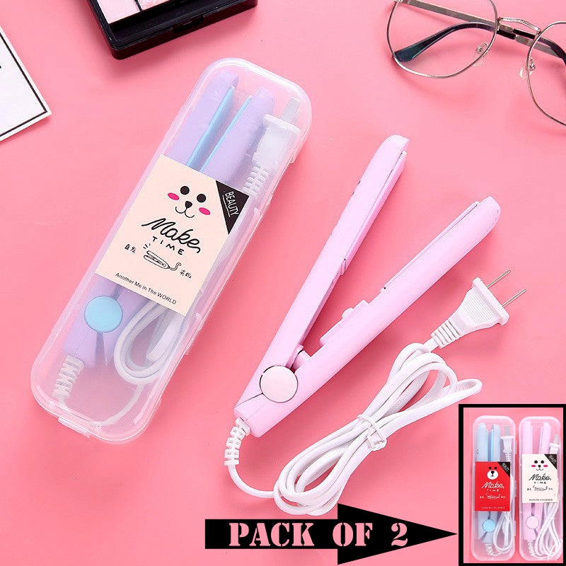 Set of 2 High-Quality Mini Portable Hair Straighteners with Plastic Cases - Girly Goods Hub